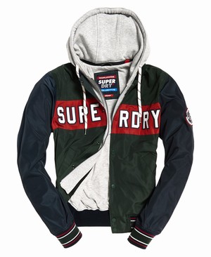 Superdry Upstate Bomber Férfi Kabát Sötétkék/Zöld | BONVW1452